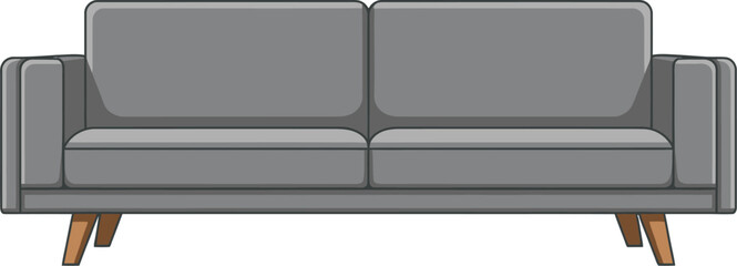 Modern gray couch with clean lines against a vibrant turquoise backdrop