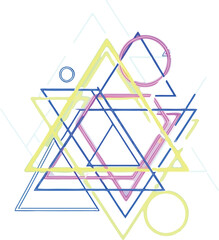 Modern abstract background with vibrant geometric shapes and neon glow effect