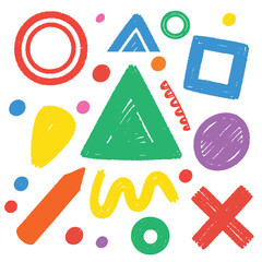 Playful hand-drawn geometric shapes collection