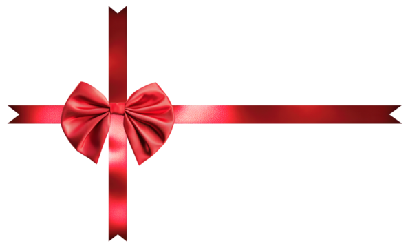 A red ribbon with a bow on a transparent background png