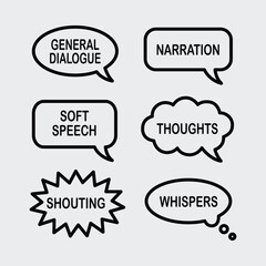 Collection of Speech Bubble Vector Icons Representing Different Communication Styles and Types of Dialogue
