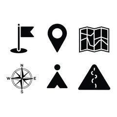 Navigation and Direction Icons for Mapping and Exploration Design Elements for Wayfinding and Adventure Seeking Visuals