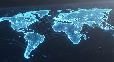 Digital map of world with glowing connections