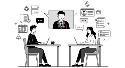 remote work collaboration and online meeting by business professionals managing digital projects.