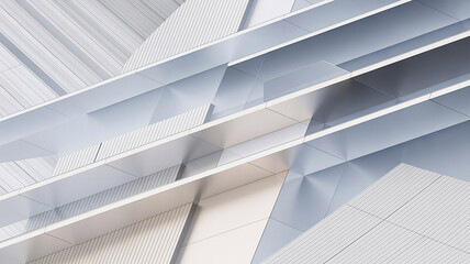 Obraz premium Modern architectural facade features clean silver metallic panels providing abstract geometric texture for a background.
