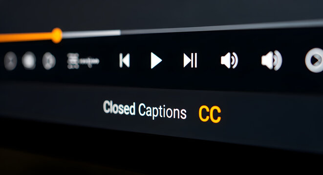 Closed captions symbol glowing on video player