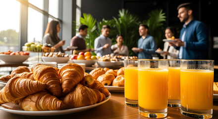 Breakfast croissants and orange juice
