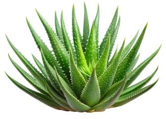 Aloe vera plant PNG isolated on transparent background, succulent with spiky leaves for natural remedies and skincare products