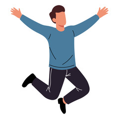 Man Jumping with Arms Raised in Celebration and Joy