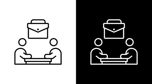 Work Meeting White Icon Set Design