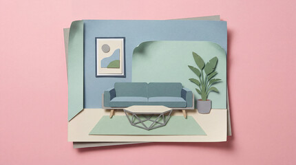 Modern Apartment Interior - Paper Cutout Home