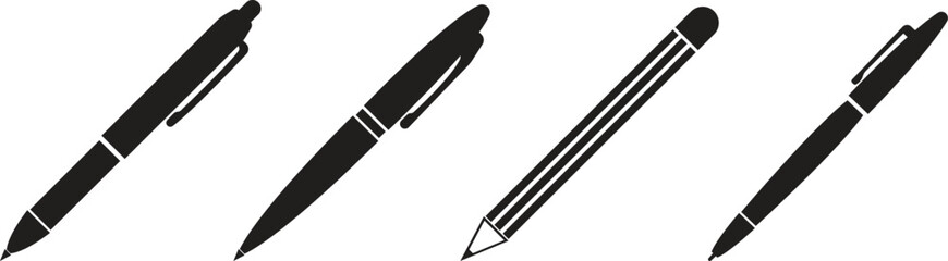 Pen Icon set. Collection of vector for writing and artistic tools pen, pencil, marker, paintbrush. classic hand writing tool for calligraphy. Web site page and mobile app design vector element.