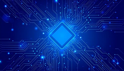 Futuristic Technology - Circuit Board and Microchip Illustration.