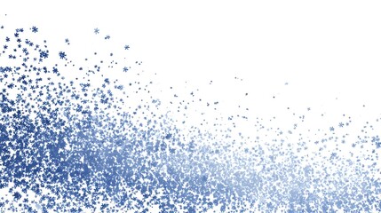 A scattered array of blue snowflakes fading into a white background from the lower left corner