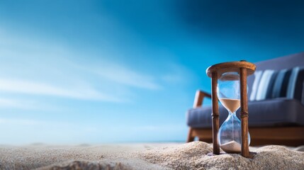 Fototapeta premium contradictory. An hourglass with sand flowing both ways, illustrating conflicting health guidance in a surreal way. wellbeing guides. 