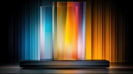 Abstract Colorful Glass Panels with Soft Lighting in Modern Setting
