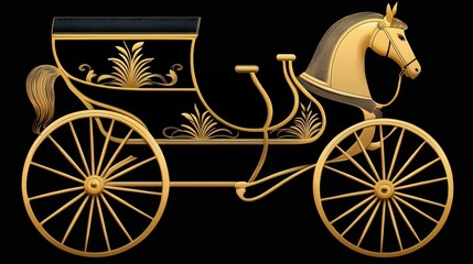 Elegant Golden Horse Carriage Icon with Intricate Designs
