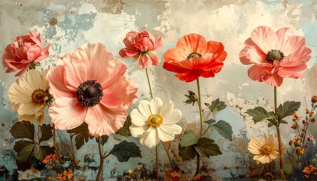 Floral Still Life - A Symphony of Colors and Textures in Bloom. - Powered by Adobe