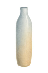 Watercolor Tall Floor Vase on White Background