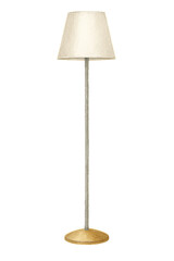 Watercolor Tall Standing Lamp on White Background