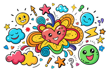 funky crayon doodle geometric shapes pattern icons