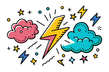 funky crayon doodle geometric shapes pattern icons