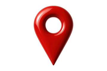 Red map pointer symbol marking global location, gps navigation, and travel destination on a transparent background