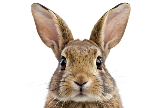 Brown rabbit head isolated on transparent background