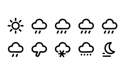 Clean minimal weather clipart pack vector illustration, easily editable. 