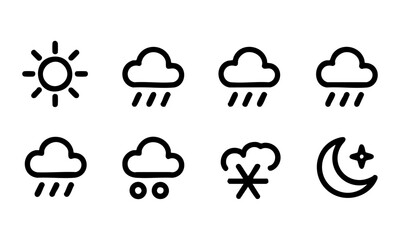 Outline style weather icon bundle  vector illustration, easily editable. 
