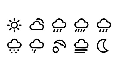 Minimalist weather forecast icons  vector illustration, easily editable. 