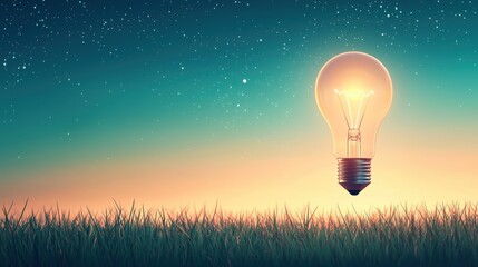 Lightbulb in silhouette with a glowing sky behind, representing big ideas and peaceful moments.