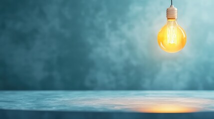 Soft lightbulb above a table where someone pauses to reflect in a quiet moment alone.