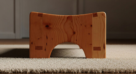 Handcrafted wooden stool with dovetail joints showcasing artisanal woodworking and natural wood grain texture