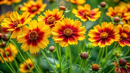 Vibrant Coreopsis Lanceolata Blossoms in MidJune Garden