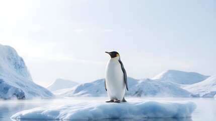 Fototapeta premium Majestic Penguin On Smooth Ice Platform
