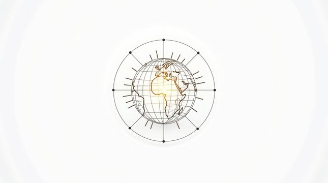 Wireframe globe with radiating lines earth world