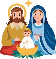 Christian Nativity Scene Minimal Style,