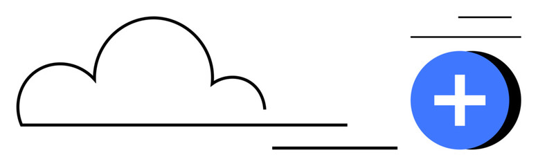 Cloud storage concept. Cloud and plus symbol secure cloud storage and data upload solutions. Cloud storage supports data management, backups, sharing, and collaboration. For tech industries, web