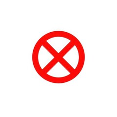 Obraz premium Red prohibition sign with a cross inside a circle isolated on white background