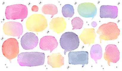 水彩のかわいいフキダシ　手描き