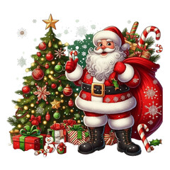 santa claus and christmas tree