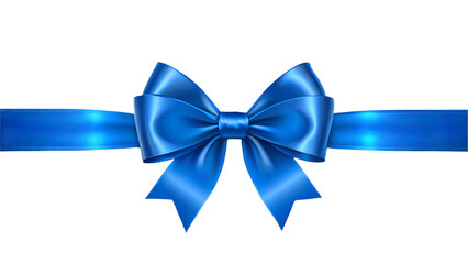 Blue ribbon bow on transparent background
