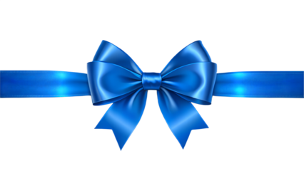 Blue ribbon bow on transparent background
