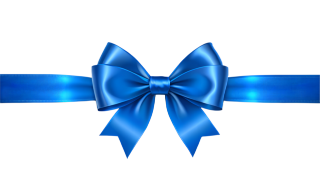 Blue ribbon bow on transparent background
