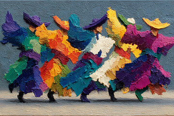 Vibrant Dancers in Colorful Attire A Dynamic Celebration of Movement and Artistic Expression