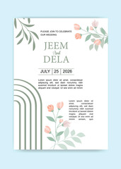 Elegant Floral Wedding Invitation Card Template vector
