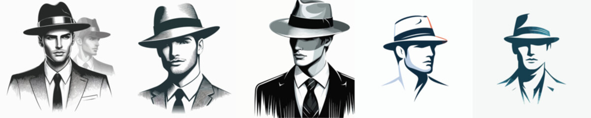  vector image of a man wearing a hat on a white background