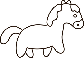 Cute little pony cartoon black line icon