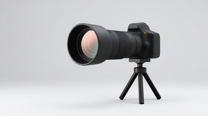 Professional camera on stand shows its readiness to capture